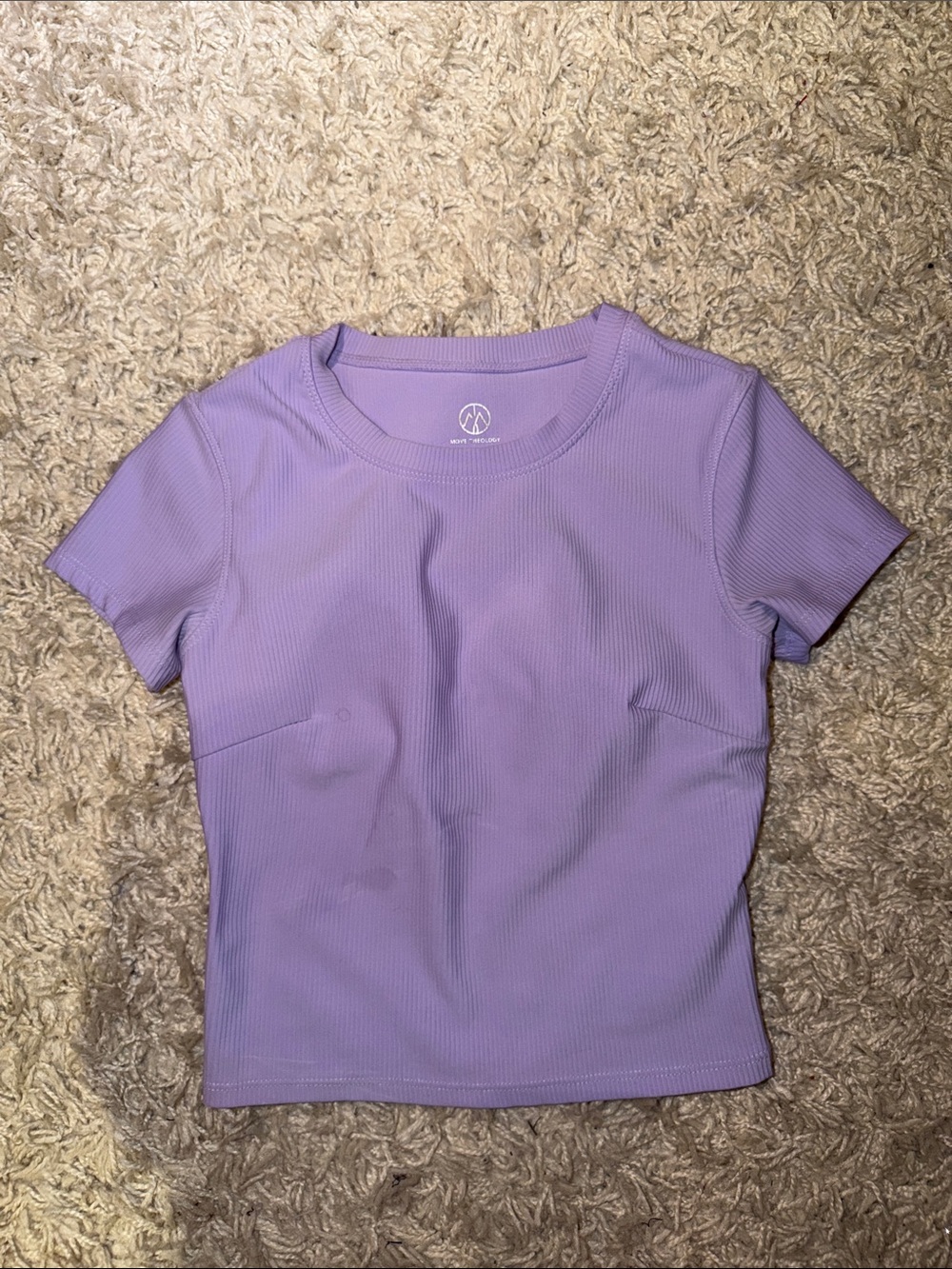 Ribbed Lavender Short Sleeve Crewneck Top